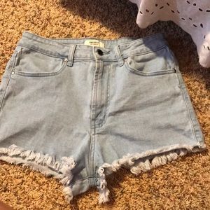 High waisted jean shorts